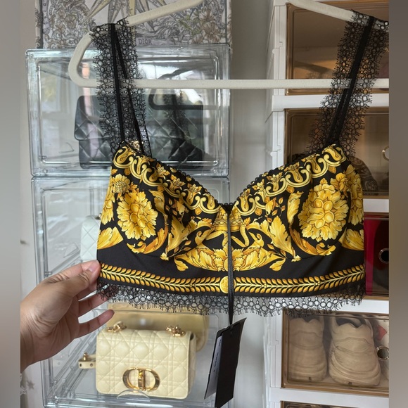 Baroque-Print Lace-Trimmed Silk-Twill Top - Picture 6 of 12